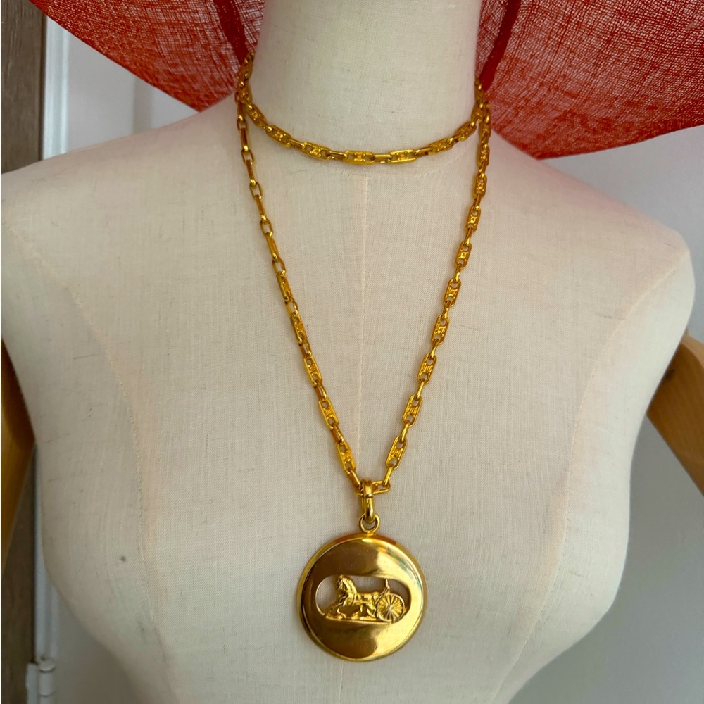 Celine Gold Medallion Pendant Necklace